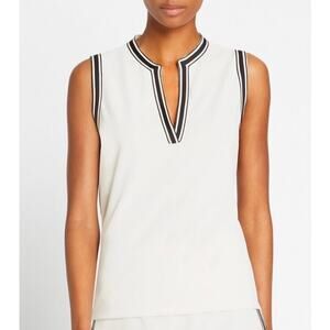 Tory Burch Tory Sport Tech Pique Tunic Tank White/Navy Sz Medium